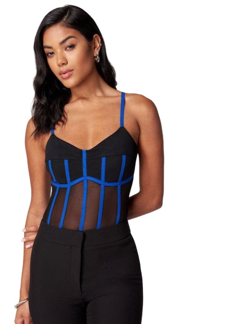 bebe CONTRAST TRIM MESH ILLUSION BODYSUIT - Image 5